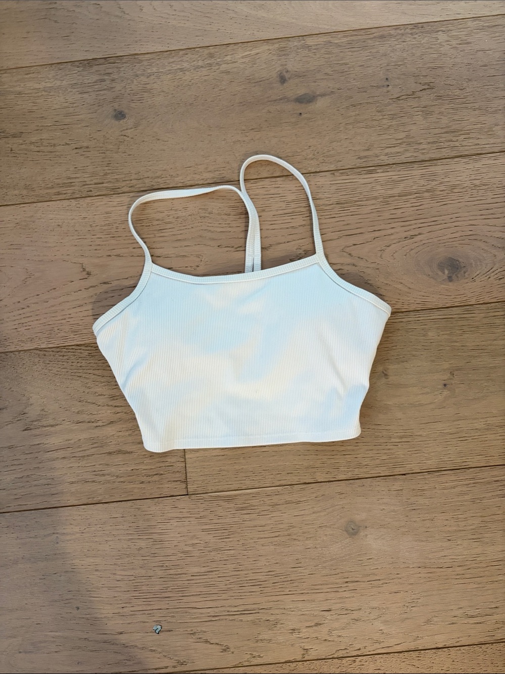 ALO Yoga White Ribbed Cropped Tank - Double Strap Crop Top